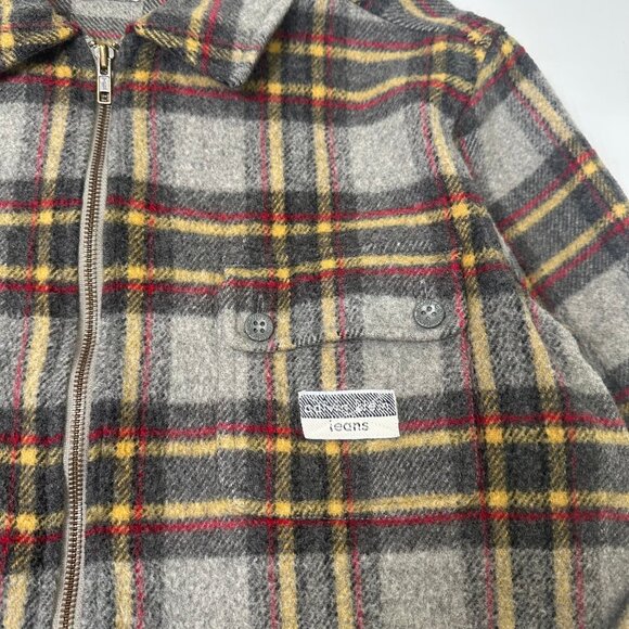 Vintage Calvin Klein Jeans Plaid Full Zip Wool Blend Jacket L - Picture 2 of 5